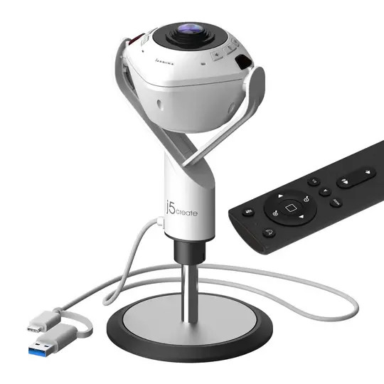 Камера за видеоконференции, j5create JVU368,360°,Full HD 1080p,USB™ UVC/UAC plug-and-play,HDR,AI функция