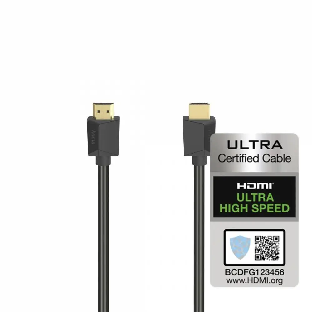 Câble HAMA High Speed, HDMI mâle - HDMI mâle, 8K, 48GB/s, Ethernet, 1 m, connecteurs plaqués