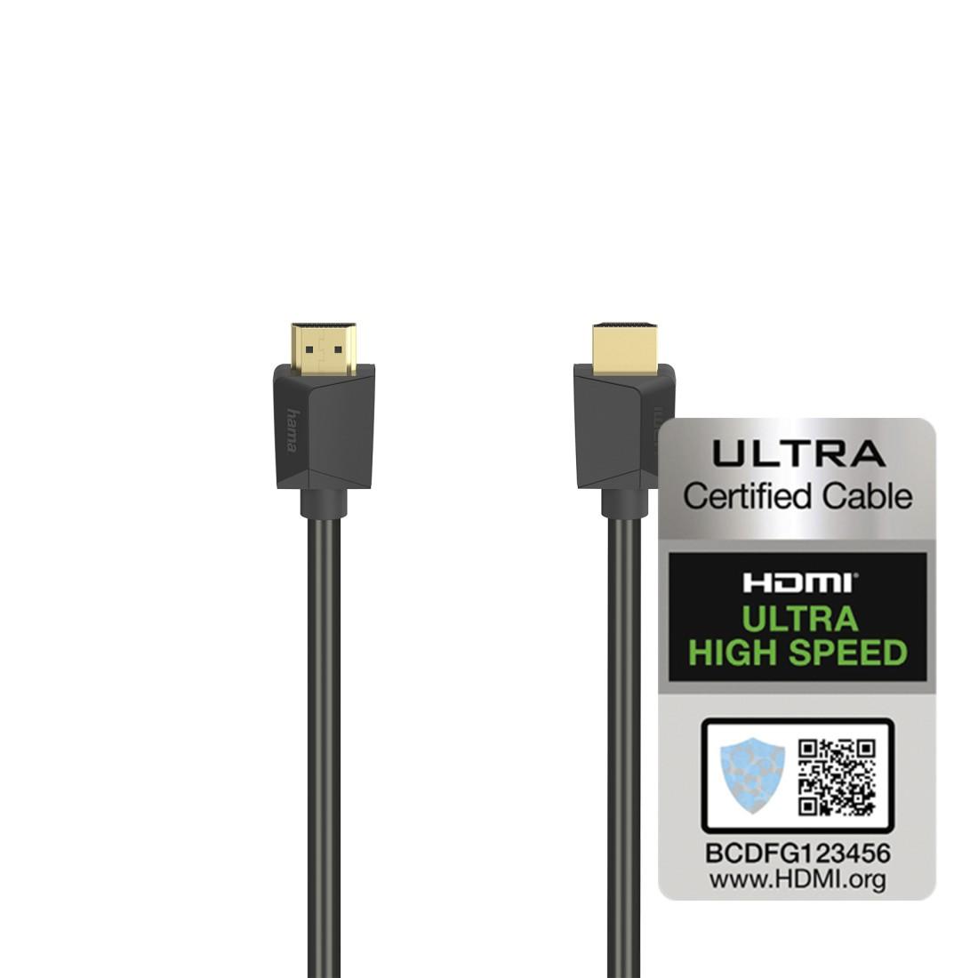 Câble HAMA High Speed, HDMI mâle - HDMI mâle, 8K, 48GB/s, Ethernet, 1 m, connecteurs plaqués