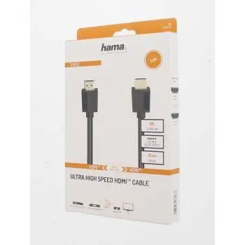 Câble HAMA High Speed, HDMI mâle - HDMI mâle, 8K, 48GB/s, Ethernet, 1 m, connecteurs plaqués