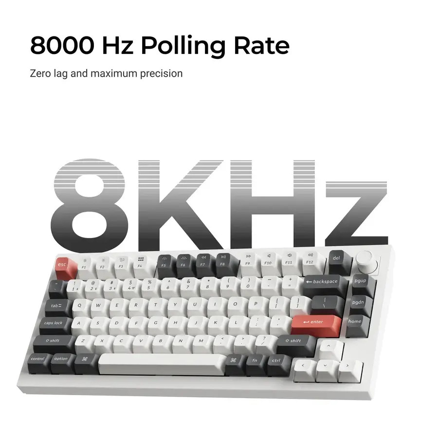 Безжична механичка клавиатура Keychron Q1 Ultra 8K Black - Silk POM Switch Brown