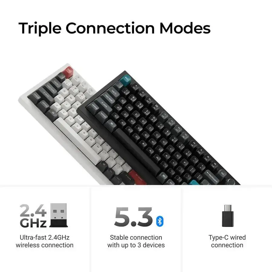 Безжична механичка клавиатура Keychron Q1 Ultra 8K Black - Silk POM Switch Banana