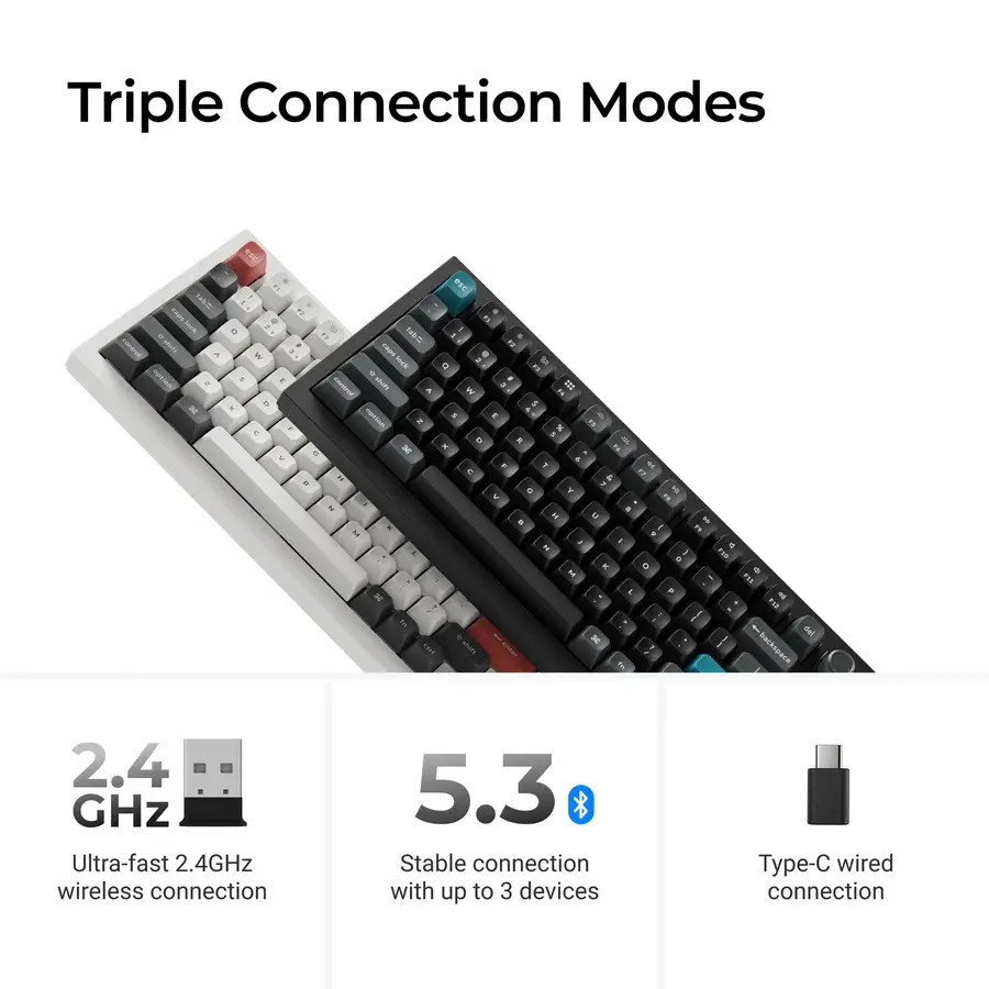 Безжична механичка клавиатура Keychron Q1 Ultra 8K Black - Silk POM Switch Banana