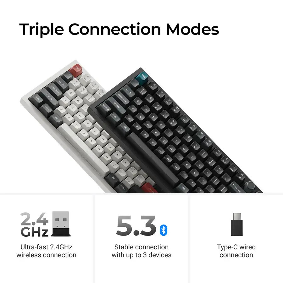 Безжична механичка клавиатура Keychron Q6 Ultra 8K Black - Silk POM Switch Brown