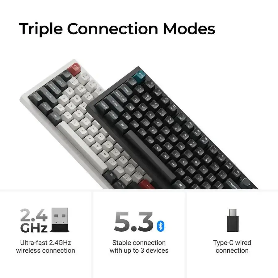 Безжична механичка клавиатура Keychron Q6 Ultra 8K Black - Silk POM Switch Banana