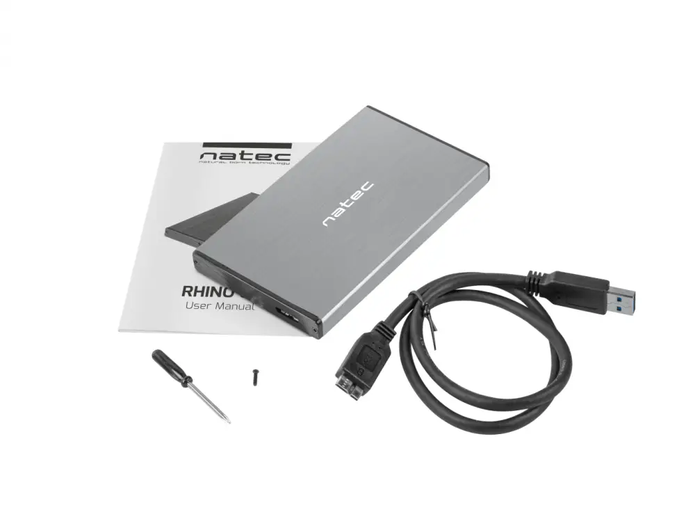 Чекмедже за твърд диск 2,5&rsquo;&rsquo;, Natec Rhino Go, USB 3.0, Сив