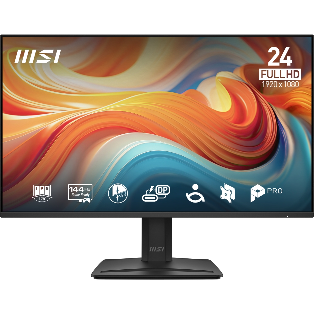 Монитор MSI PRO MP242 E14A Proffesional Bussiness Monitor, 23.8", 1ms, 144Hz IPS, 1920x1080, Adaptive Sync, HDR Ready, DP, HDMI, D-Sub, 2x2W, Headphone out, Black - 9S6-3PD1CT-011