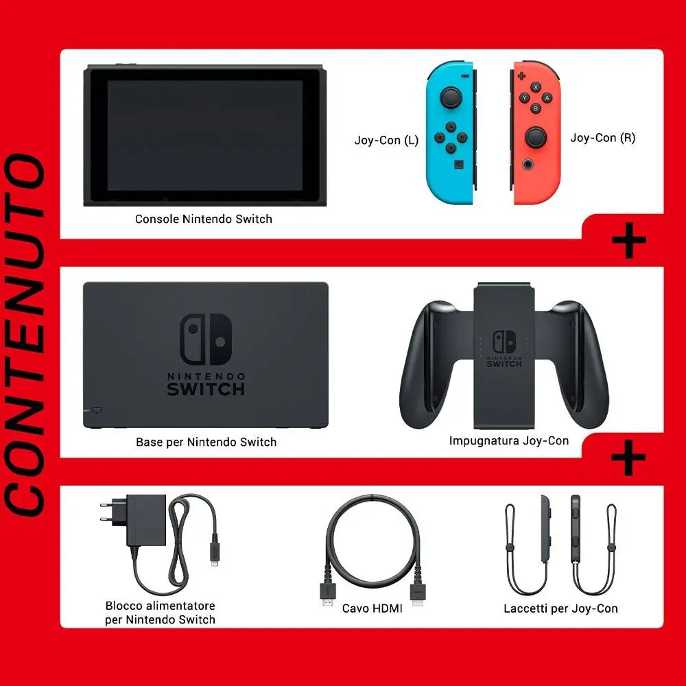 Портативна конзола Nintendo Switch Portable Game Console, 6.2" Touchscreen, 32GB, Wi-Fi, Blue, Grey, Red