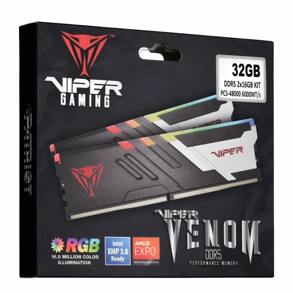 Памет Patriot Viper Venom RGB 32GB (2x16GB) DDR5 6000 MHz CL30 XMP/EXPO - PVVR532G600C30K