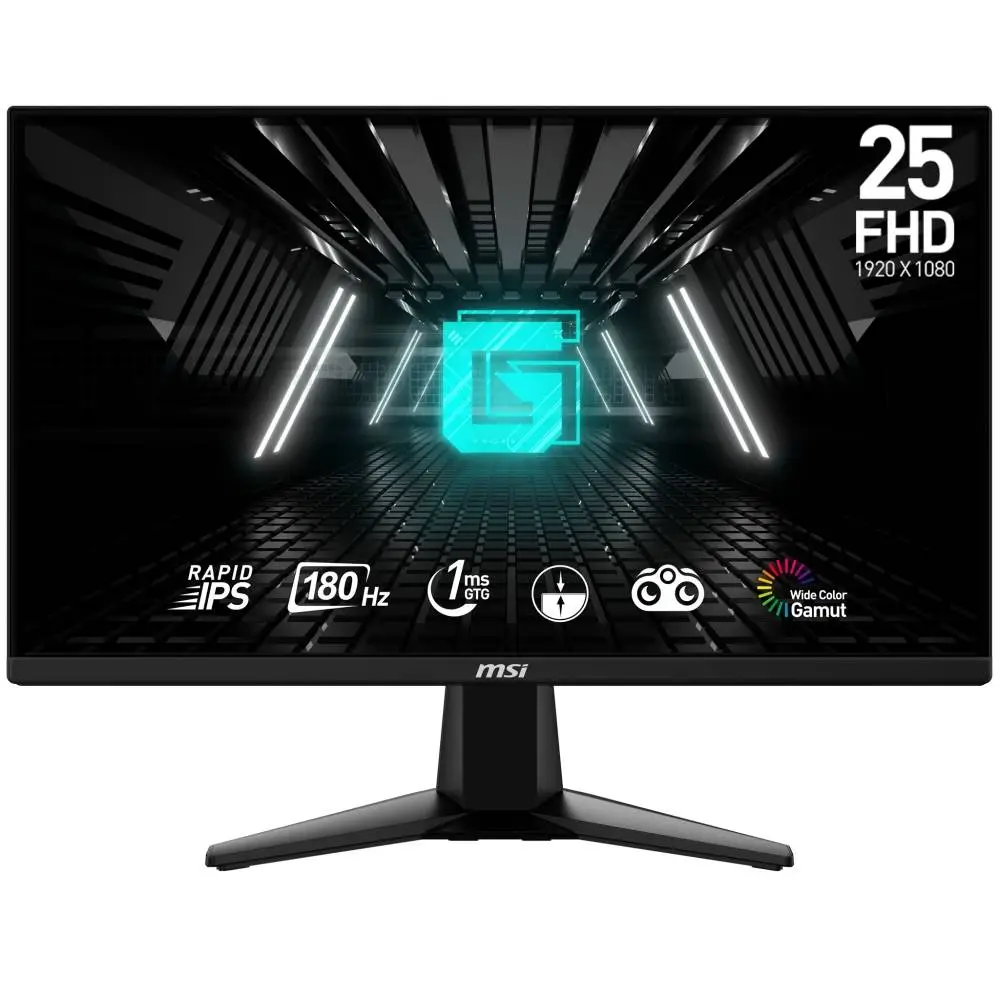 Монитор MSI G255F Gaming Monitor, 24.5", 1ms, 180Hz Rapid IPS, 1920x1080 FHD, AMD FreeSync Premium, Night Vision, Anti-Flicker, Less Blue Light, DP(1.2a), 2xHDMI (2.0b), Headphone out, Black - 9S6-3BC01M-030