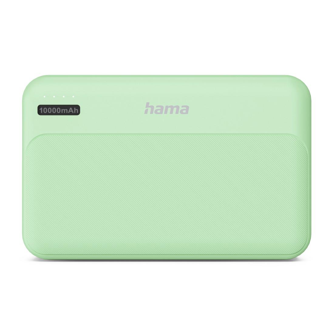 HAMA Външна батерия "Pocket 10", 10000 mAh, Изходи: 2x USB-A, зелена