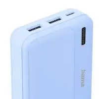 HAMA Външна батерия "Pocket 10", 10000 mAh, Изходи: 2x USB-A, син