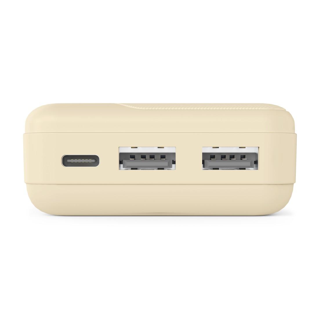 HAMA Външна батерия "Pocket 10", 10000 mAh, Изходи: 2x USB-A, бежов