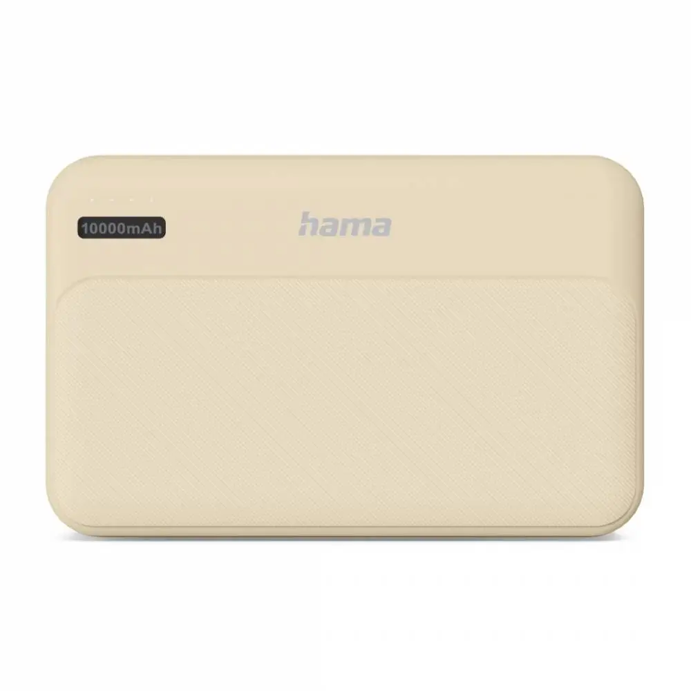 HAMA Външна батерия "Pocket 10", 10000 mAh, Изходи: 2x USB-A, бежов