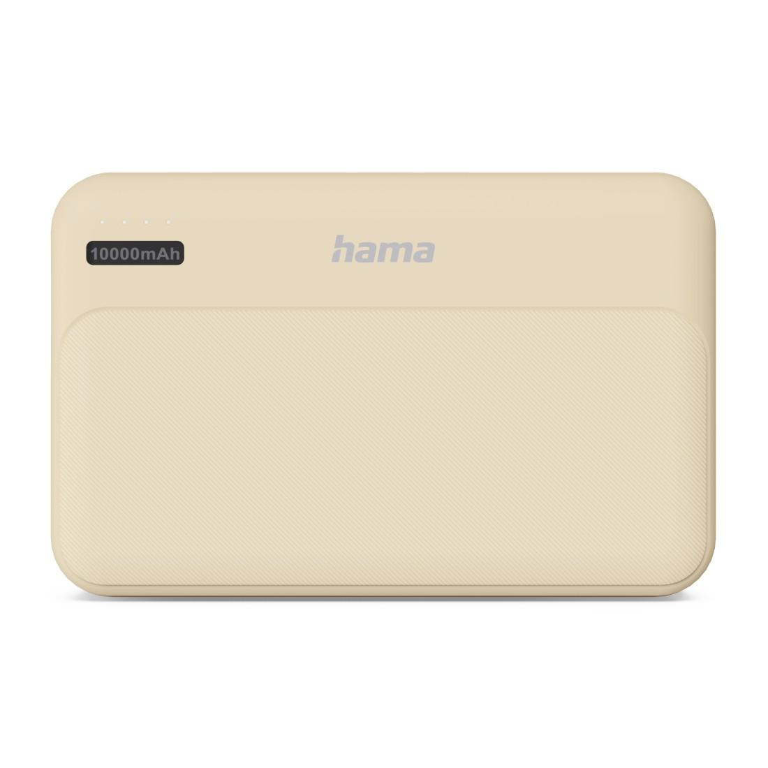 HAMA Външна батерия "Pocket 10", 10000 mAh, Изходи: 2x USB-A, бежов
