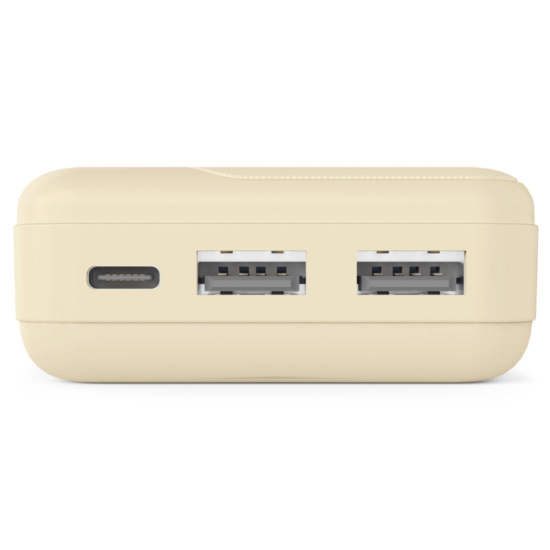 HAMA Външна батерия "Pocket 10", 10000 mAh, Изходи: 2x USB-A, бежов