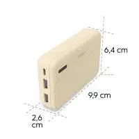 HAMA Външна батерия "Pocket 10", 10000 mAh, Изходи: 2x USB-A, бежов