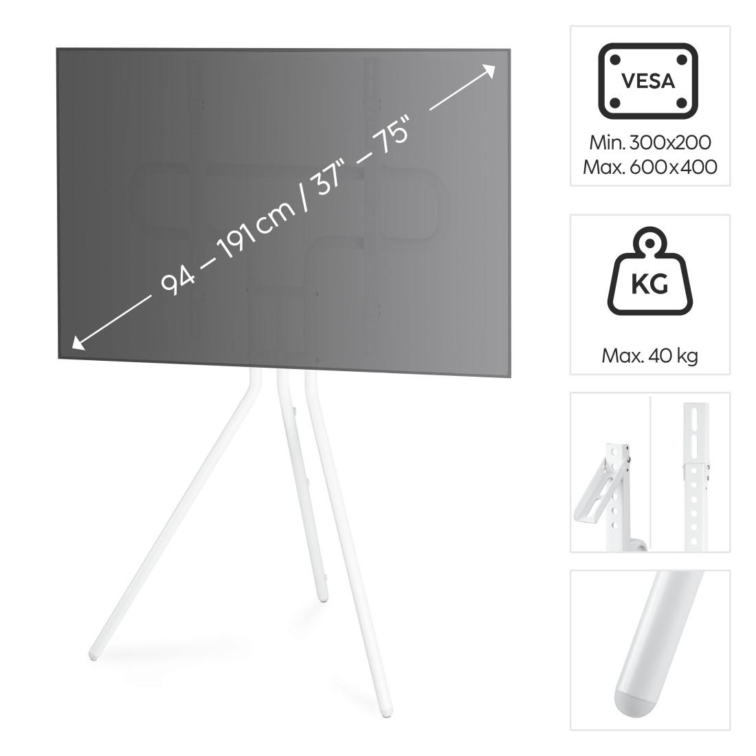 Стойка за TV Easel Design , до 191см / 75"/, до 40кг, бял