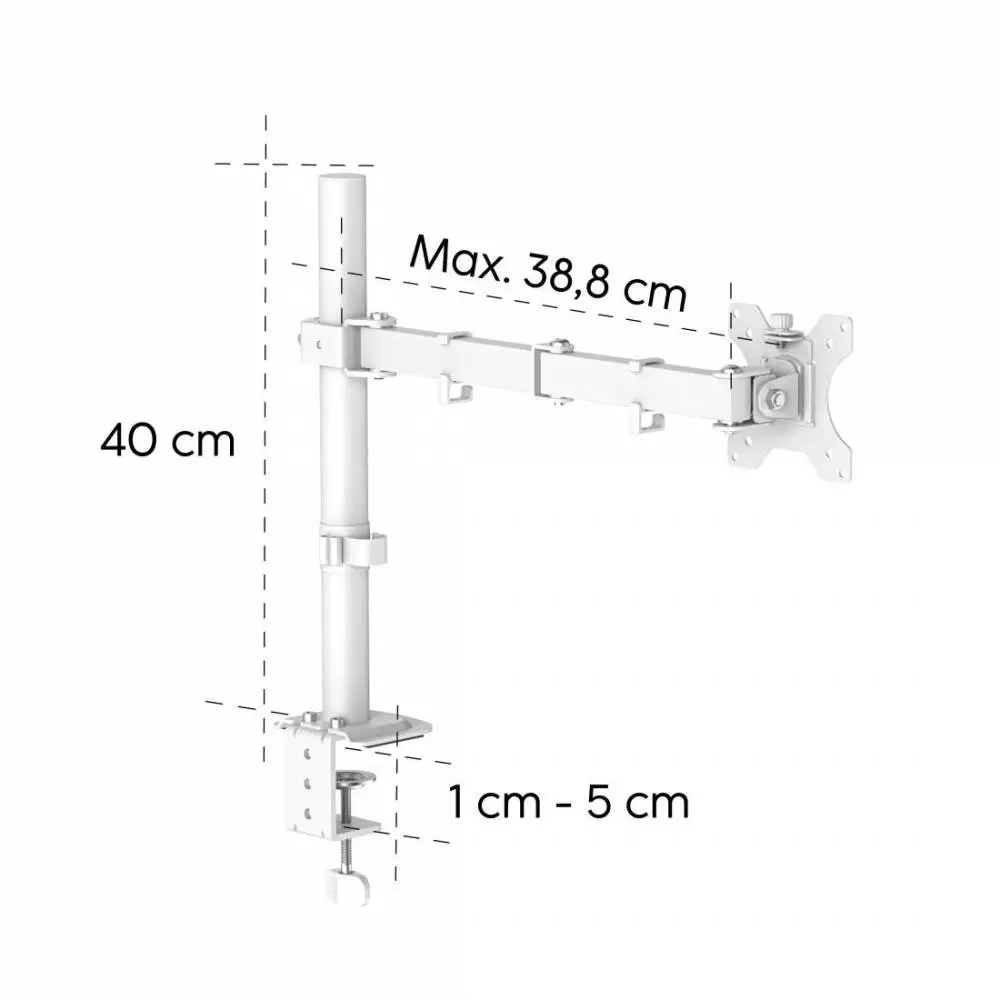 HAMA Стойка за монитор за бюро ( 13" - 35"), регулируема, 2 рамена,12кг, бял
