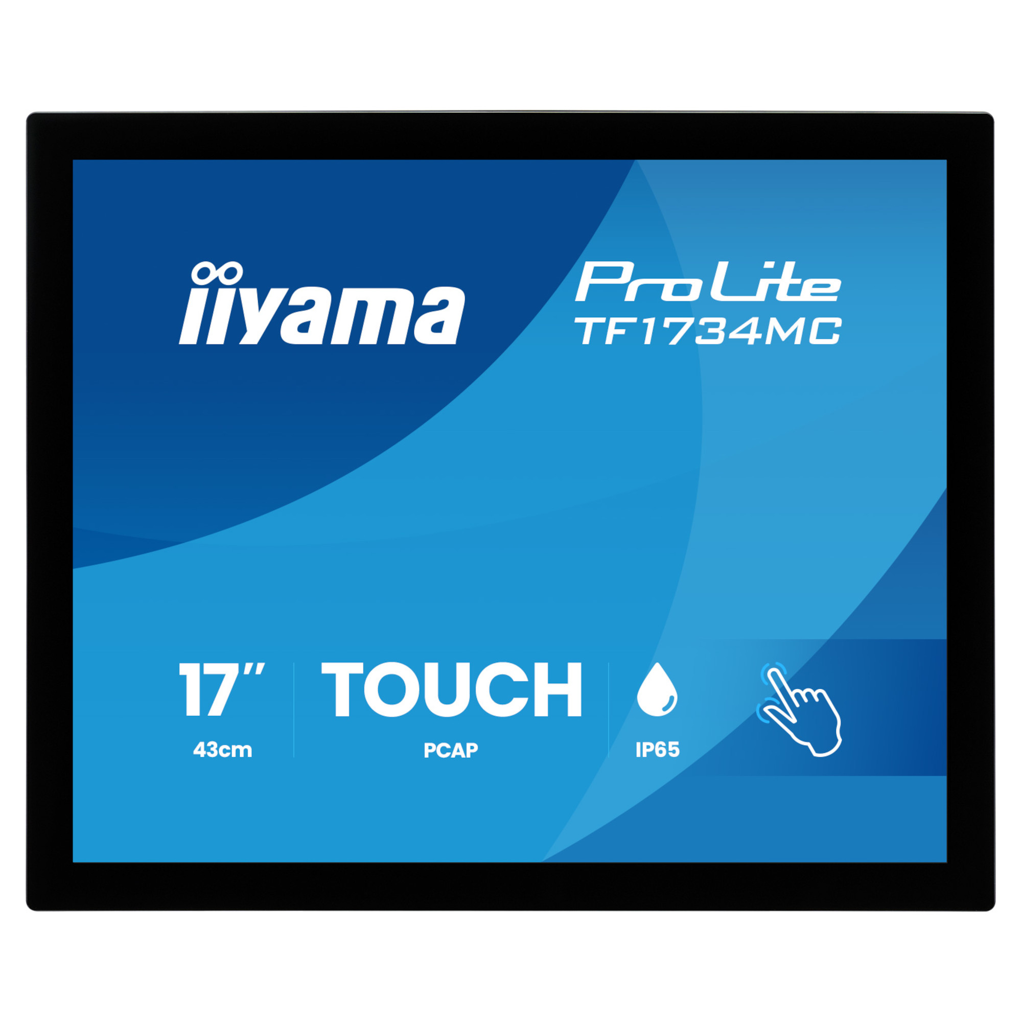 Тъч Монитор IIYAMA TF1734MC-B8X, 17" TN panel, AF, Open Frame, 1280x1024, 5:4, 350cd/m2, 5ms, 10 points PCAP touch, VGA, HDMI, DP, IP65 front, Glass thickness 6mm, Portrait, Face Up, VESA, Black