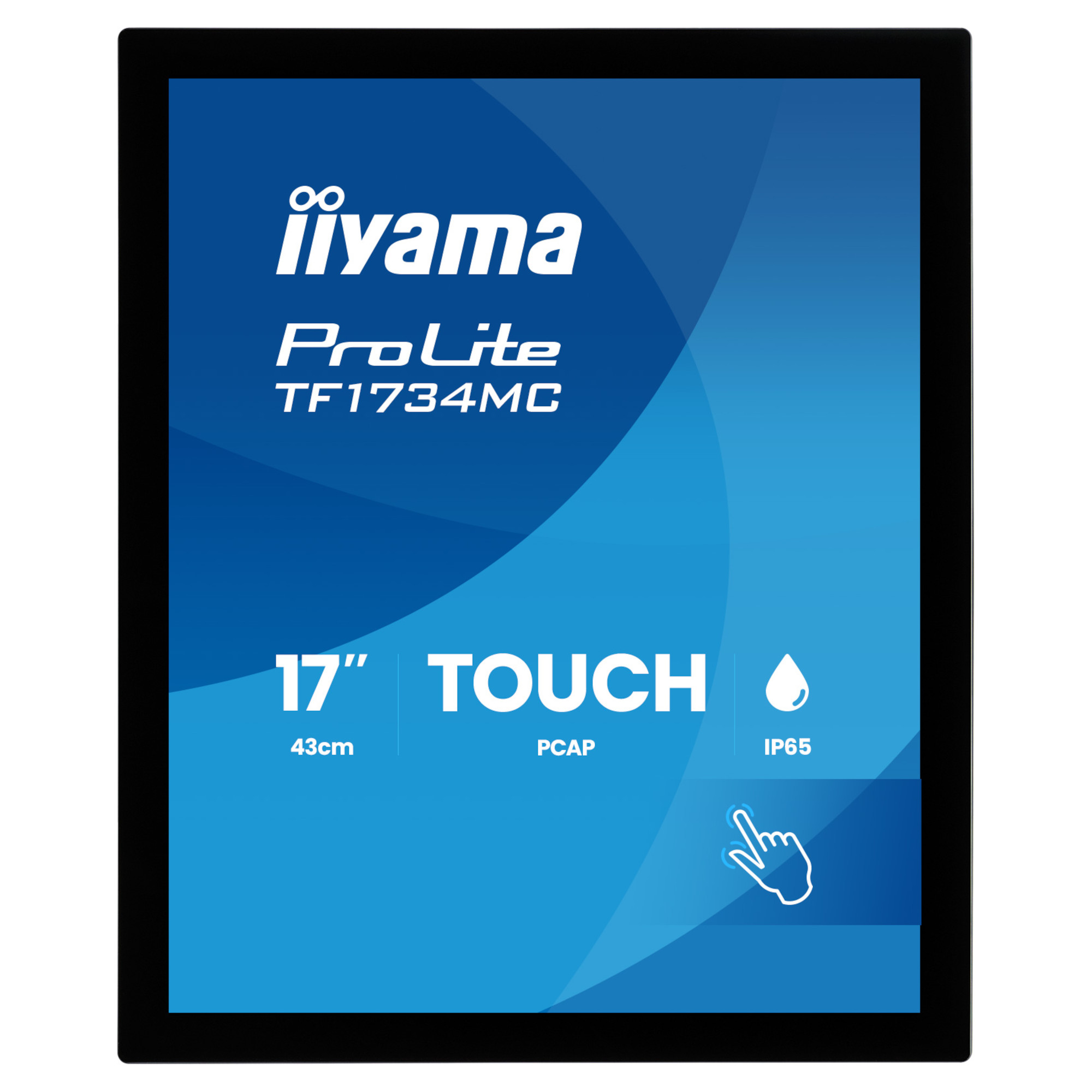 Тъч Монитор IIYAMA TF1734MC-B8X, 17" TN panel, AF, Open Frame, 1280x1024, 5:4, 350cd/m2, 5ms, 10 points PCAP touch, VGA, HDMI, DP, IP65 front, Glass thickness 6mm, Portrait, Face Up, VESA, Black