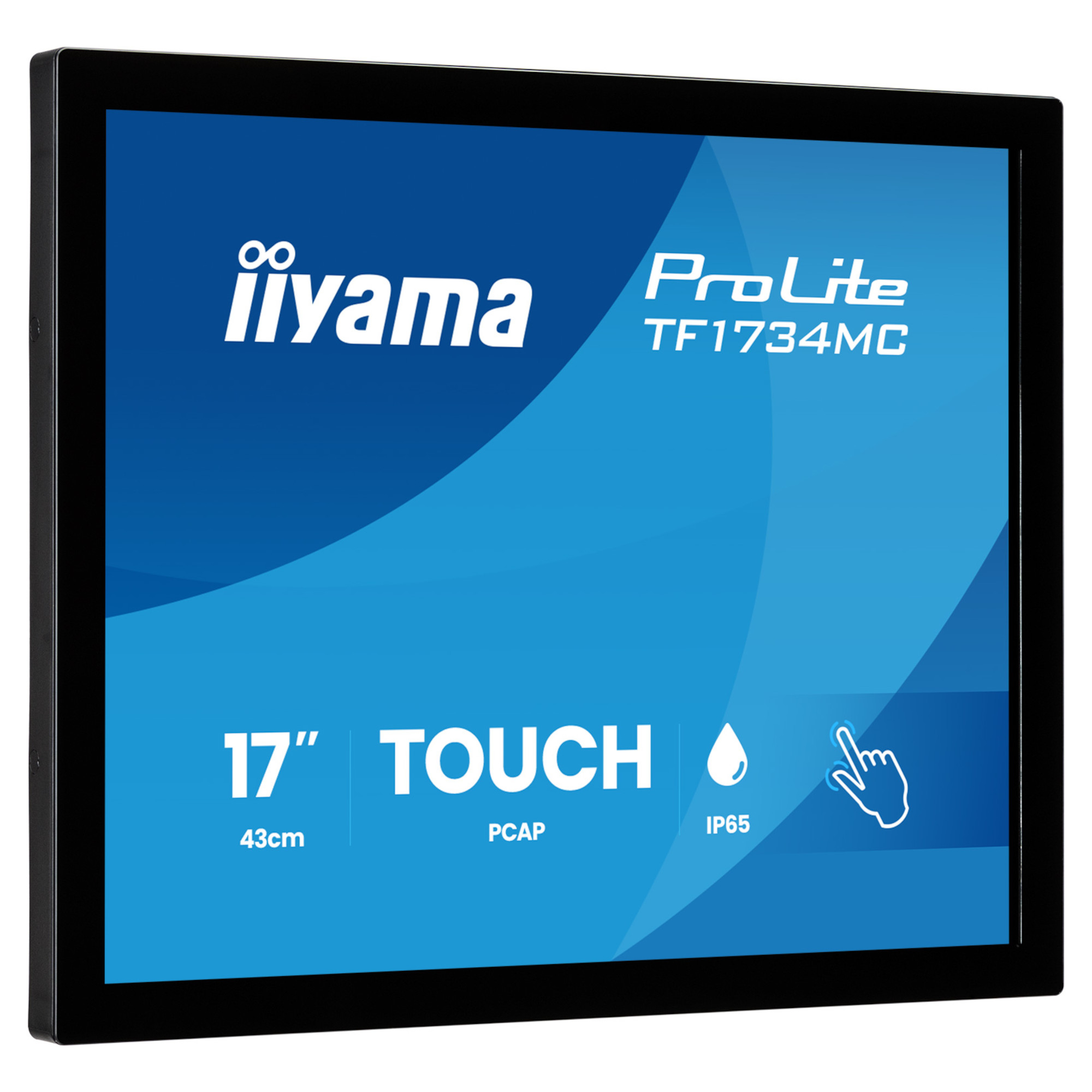 Тъч Монитор IIYAMA TF1734MC-B8X, 17" TN panel, AF, Open Frame, 1280x1024, 5:4, 350cd/m2, 5ms, 10 points PCAP touch, VGA, HDMI, DP, IP65 front, Glass thickness 6mm, Portrait, Face Up, VESA, Black