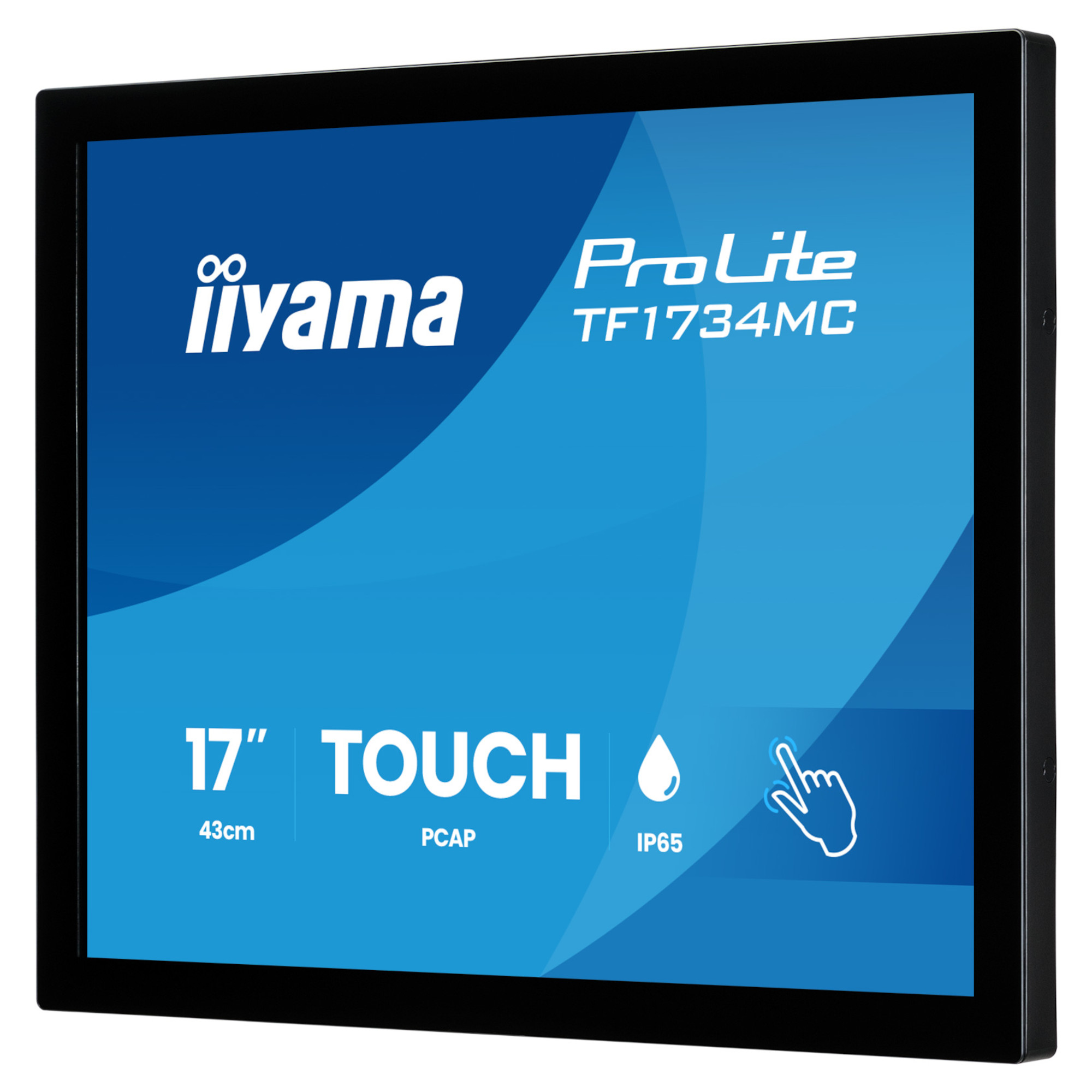 Тъч Монитор IIYAMA TF1734MC-B8X, 17" TN panel, AF, Open Frame, 1280x1024, 5:4, 350cd/m2, 5ms, 10 points PCAP touch, VGA, HDMI, DP, IP65 front, Glass thickness 6mm, Portrait, Face Up, VESA, Black