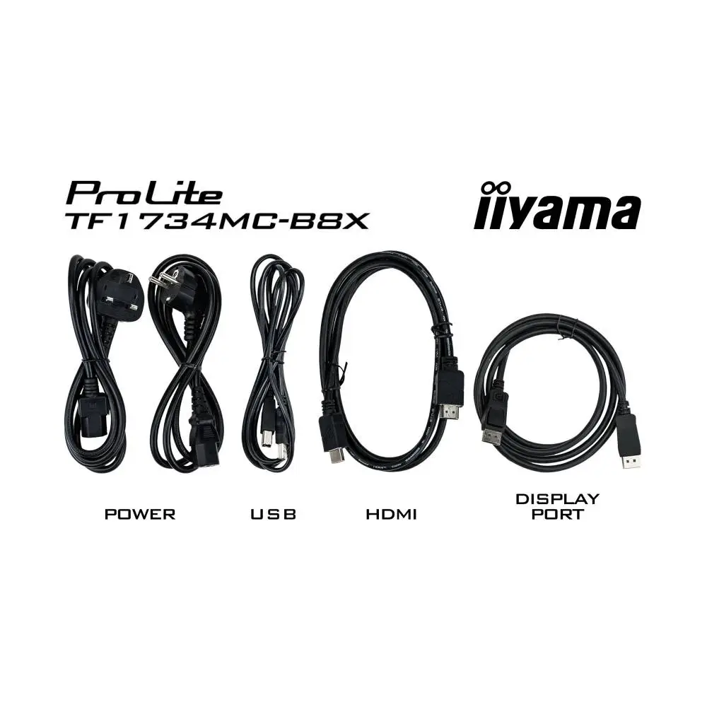Тъч Монитор IIYAMA TF1734MC-B8X, 17" TN panel, AF, Open Frame, 1280x1024, 5:4, 350cd/m2, 5ms, 10 points PCAP touch, VGA, HDMI, DP, IP65 front, Glass thickness 6mm, Portrait, Face Up, VESA, Black