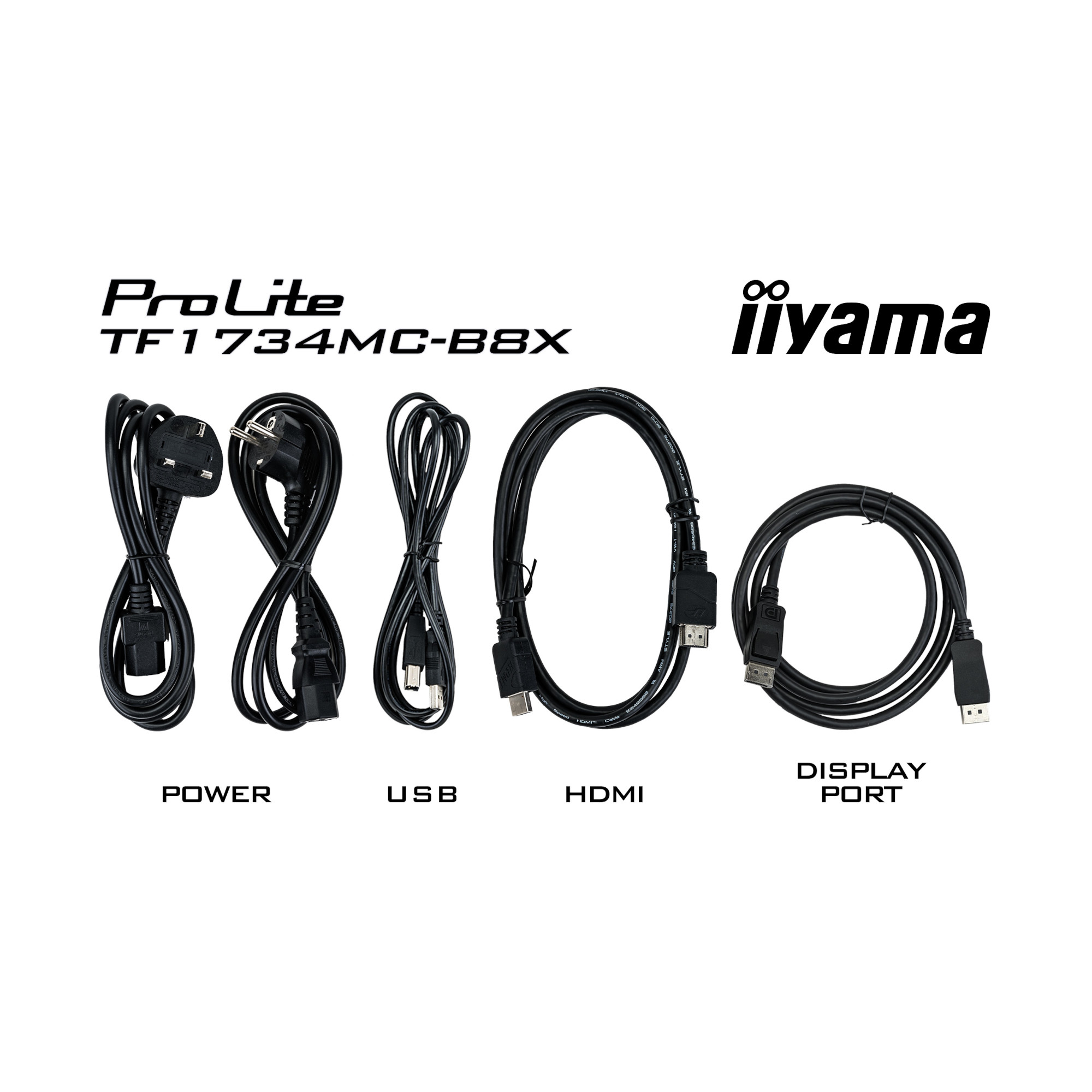 Тъч Монитор IIYAMA TF1734MC-B8X, 17" TN panel, AF, Open Frame, 1280x1024, 5:4, 350cd/m2, 5ms, 10 points PCAP touch, VGA, HDMI, DP, IP65 front, Glass thickness 6mm, Portrait, Face Up, VESA, Black