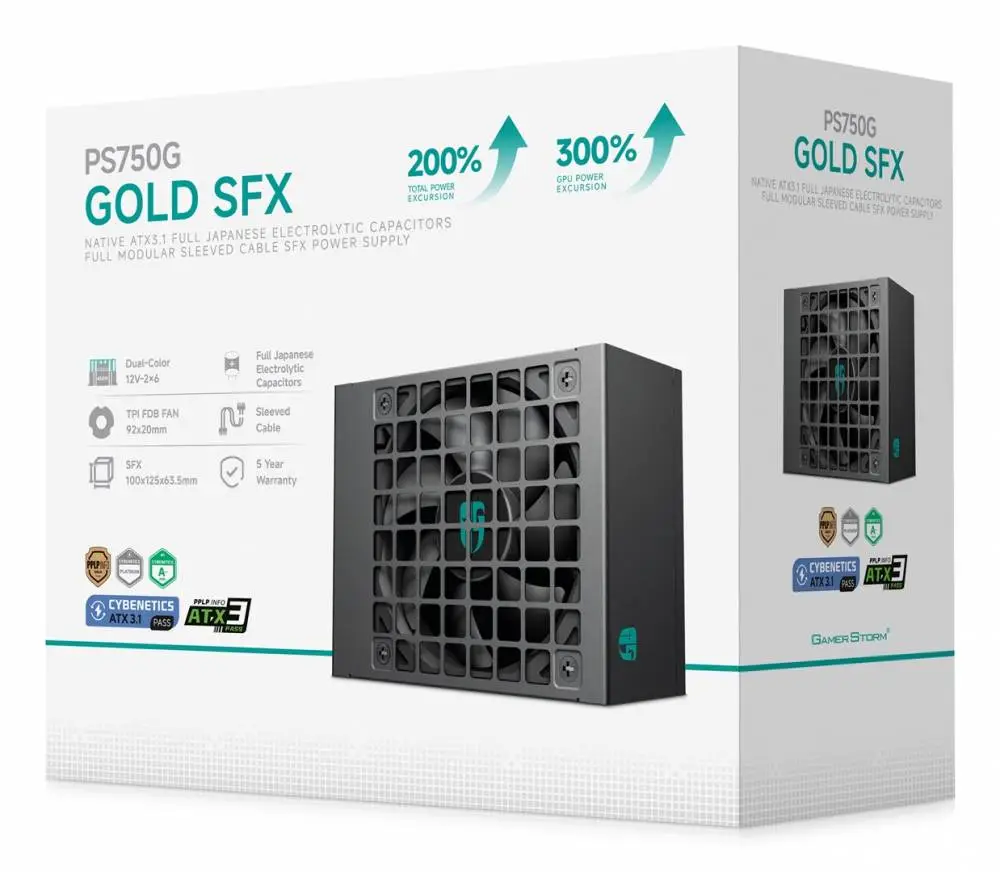 Захранване DeepCool Gamer Storm PS750G (750W) 80 Plus Gold SFX Black PSU - R-PS750G-FE0B-JGEU