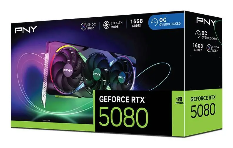 Видео карта PNY GeForce RTX 5080 EPIC-X OC 16GB GDDR7 - VCG508016TFXXPB1-O