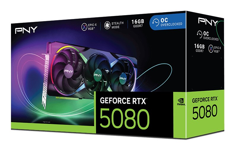 Видео карта PNY GeForce RTX 5080 EPIC-X OC 16GB GDDR7 - VCG508016TFXXPB1-O