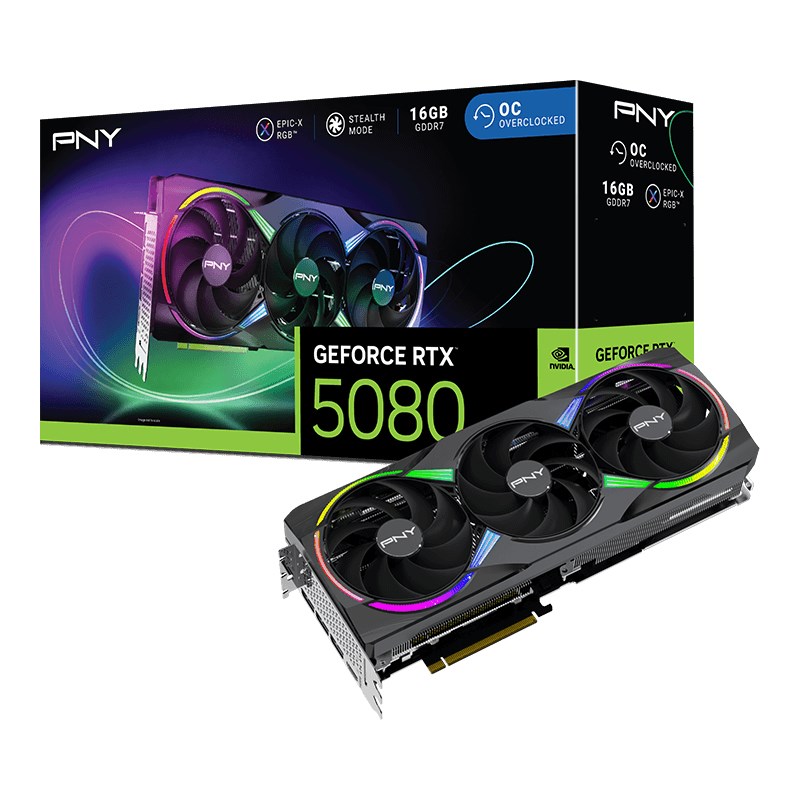 Видео карта PNY GeForce RTX 5080 EPIC-X OC 16GB GDDR7 - VCG508016TFXXPB1-O