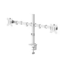 HAMA Стойка за 2 монитора за бюро, регулируема, 13" - 35", 12 кг, Бял