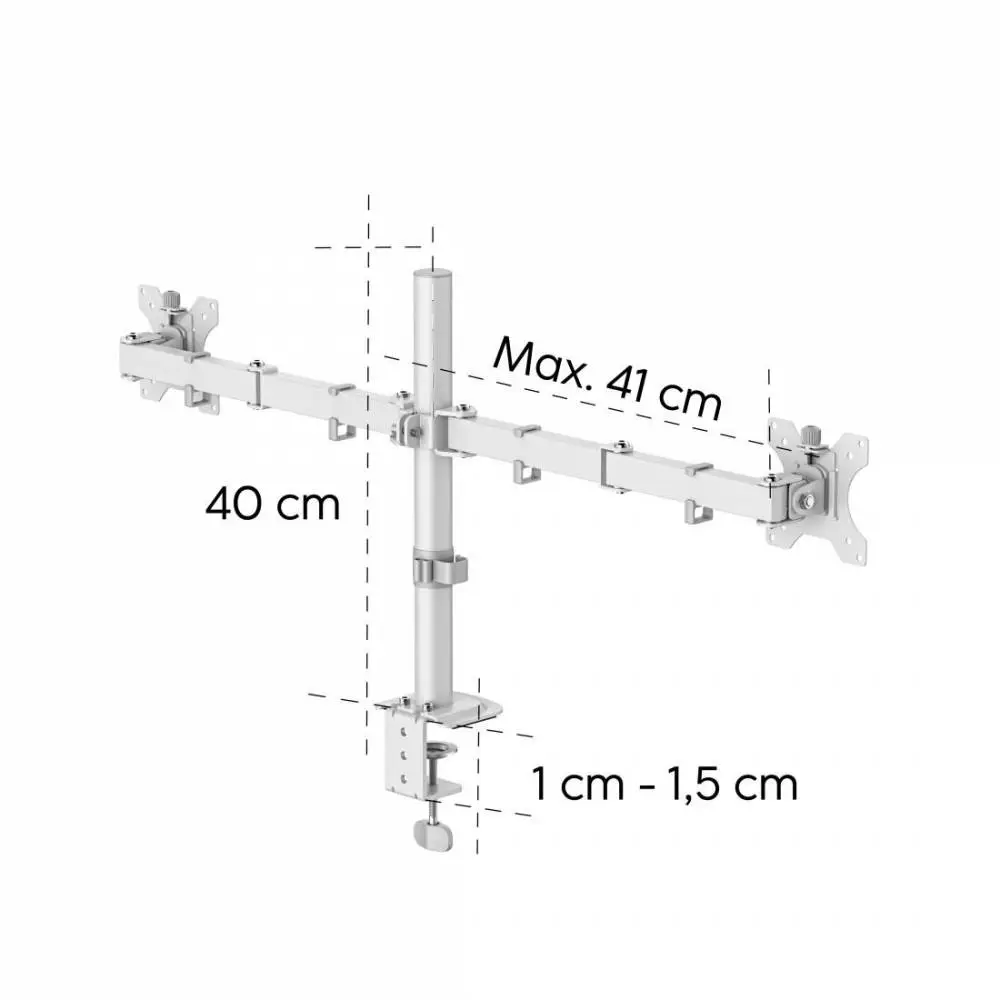 HAMA Стойка за 2 монитора за бюро, регулируема, 13" - 35", 12 кг, Бял