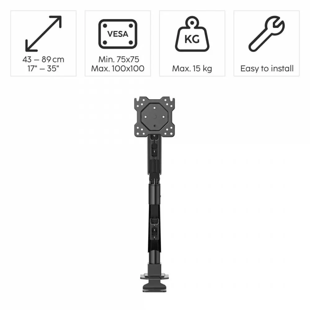 HAMA Стойка за монитор за бюро, 17"-35", регулируема, газова пружина