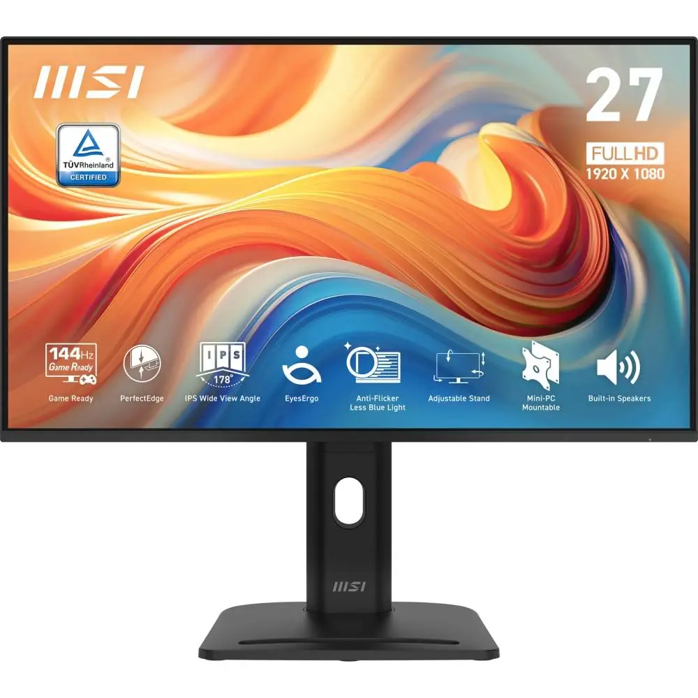 Монитор MSI PRO MP275PG E14 Professional Business Monitor, 27", 1ms, 144Hz IPS, 1920x1080, FSync, EyesErgo, Anti-flicker, Eye-Q Check, Project Mode, HDR Ready, sRGB 116%, DP, HDMI, D-Sub, 2x2W, Black - 9S6-3PE49M-001