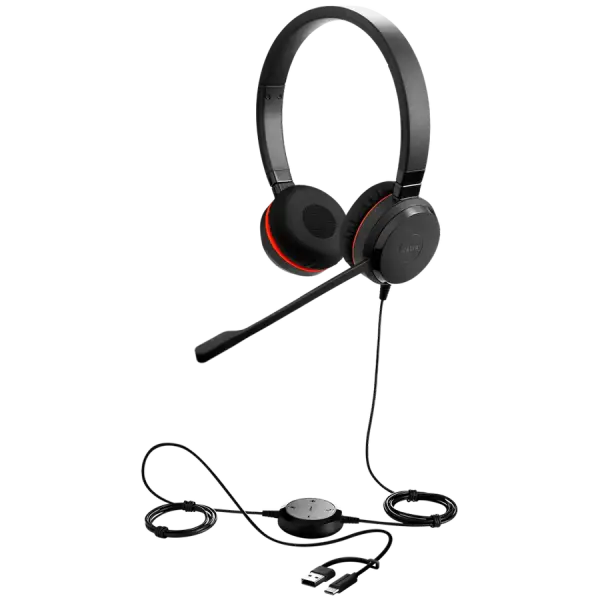 Слушалки JABRA Evolve 20 SE, Stereo MS, USB C/A adapter, Leather - 4999-823-369