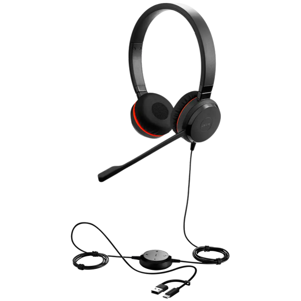Слушалки JABRA Evolve 20 SE, Stereo MS, USB C/A adapter, Leather - 4999-823-369