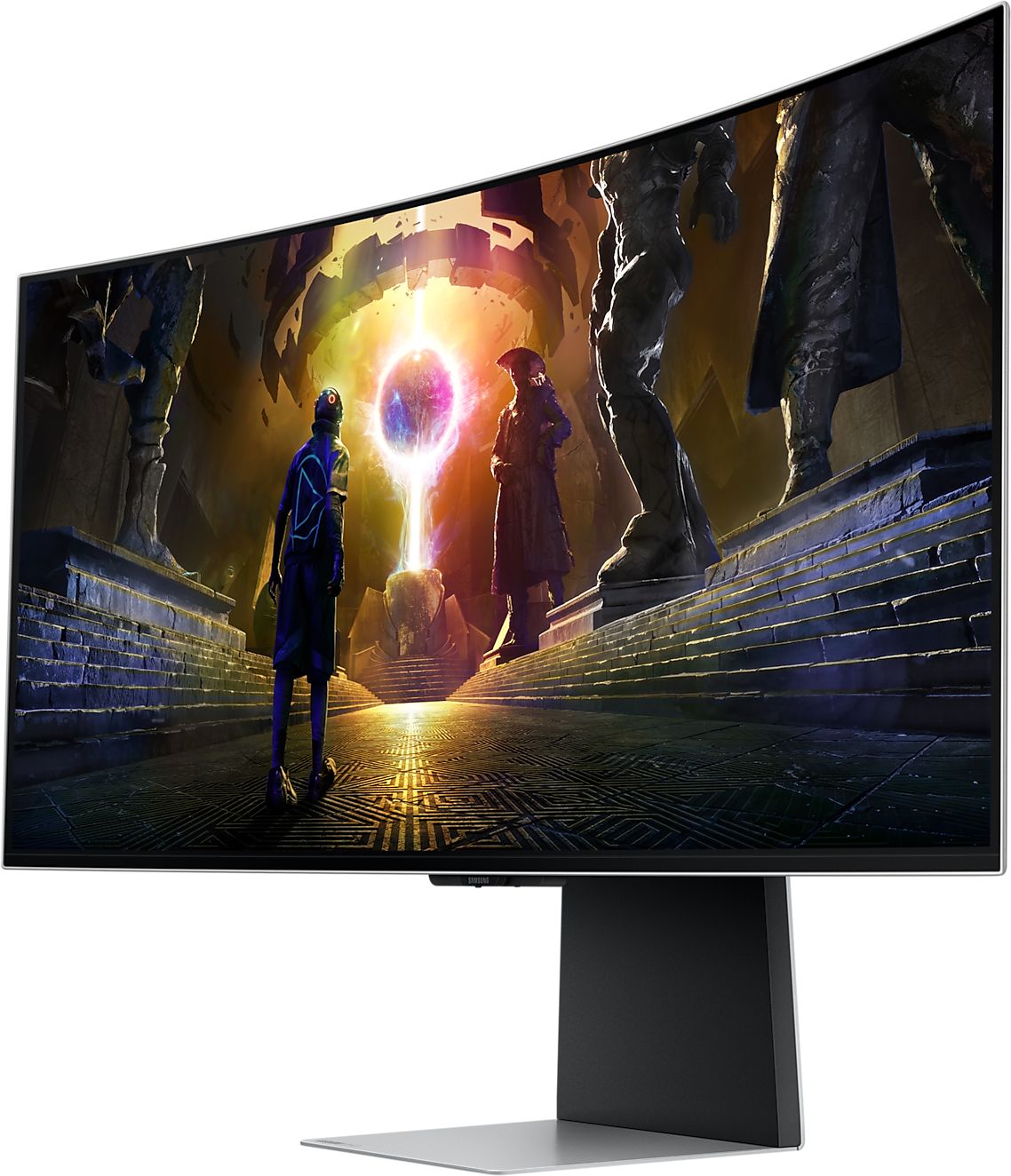 Монитор Samsung LS34DG850, 34'' CURVED Odyssey G8 OLED, 1800R, 175 Hz, 0.1 ms GTG, 21:9, 3440 x 1440, Smart, 2xUSB C, Mini DP, Micro HDMI 2.1, Wi-Fi 5, BT 5.2, Speakers, Silver - LS34DG850SUXDU