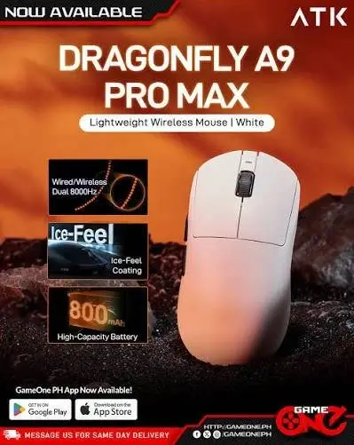 ATK професионална геймърска мишка Wireless Gaming Mouse A9 Pro Max 2.0 Tri-mode Nearlink - 8K, Black