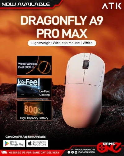 ATK професионална геймърска мишка Wireless Gaming Mouse A9 Pro Max 2.0 Tri-mode Nearlink - 8K, Black