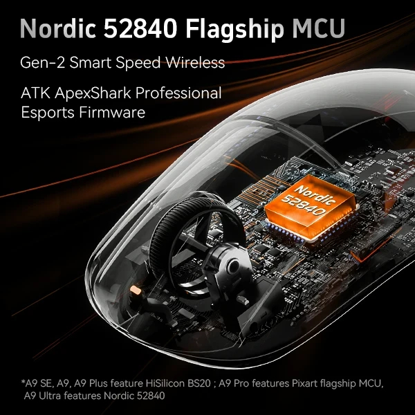 ATK професионална геймърска мишка Wireless Gaming Mouse A9 Pro Max 2.0 Tri-mode Nearlink - 8K, Black