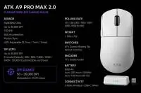 ATK професионална геймърска мишка Wireless Gaming Mouse A9 Pro Max 2.0 Tri-mode Nearlink - 8K, Black