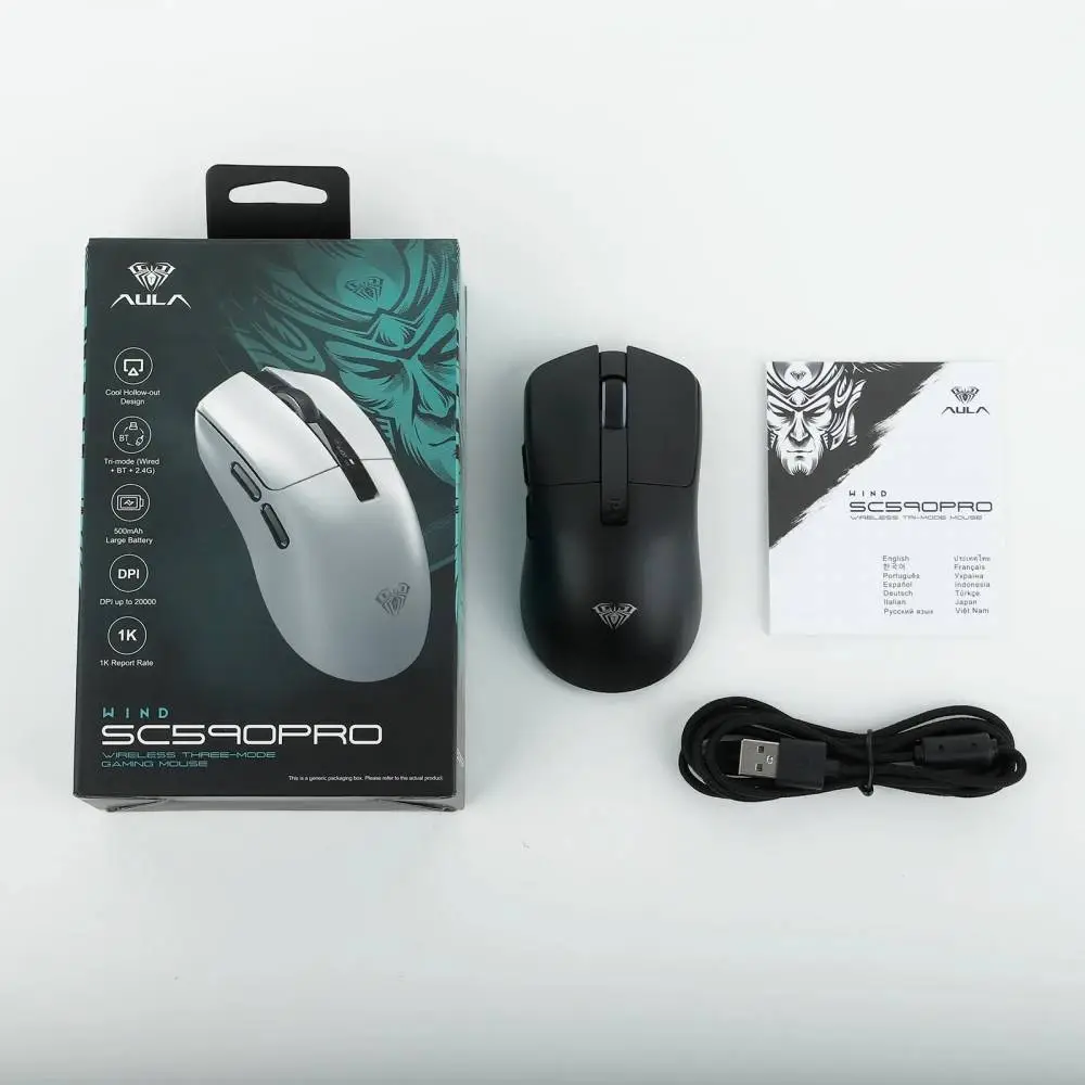 Aula професионална геймърска мишка Wireless Gaming Mouse SC590 PRO - Smart Display, Black