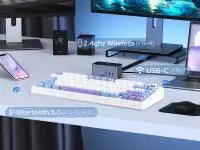 Aula геймърска механична клавиатура Wireless Gaming Mechanical Keyboard F75 MAX - Reaper Switch [Linear] (English US), White, Blue, Purple