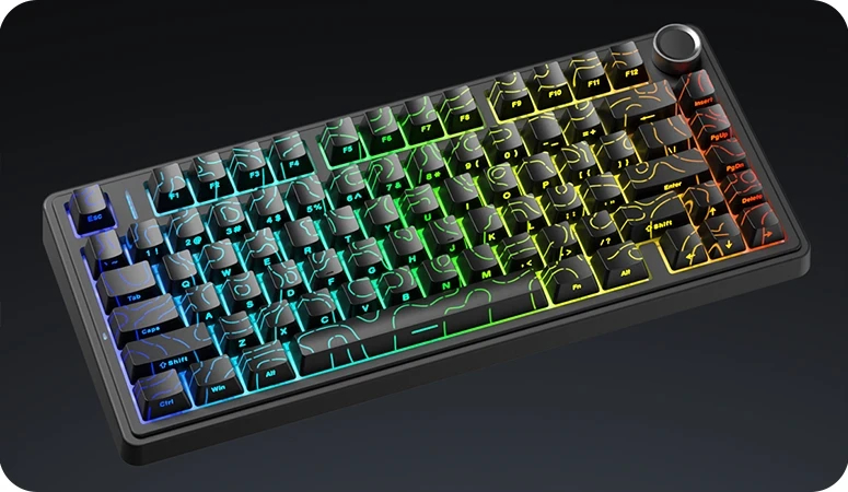 Aula геймърска механична клавиатура Wireless Gaming Mechanical Keyboard F75HE - Black King Magnetic Switch [Linear] (English US), Black, Gray