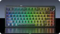 Aula геймърска механична клавиатура Wireless Gaming Mechanical Keyboard F75HE - Black King Magnetic Switch [Linear] (English US), Black, Gray