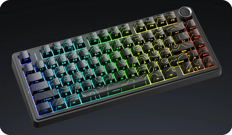 Aula геймърска механична клавиатура Wireless Gaming Mechanical Keyboard F75HE - Black King Magnetic Switch [Linear] (English US), Black Contour