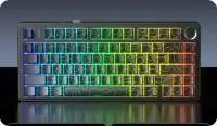 Aula геймърска механична клавиатура Wireless Gaming Mechanical Keyboard F75HE - Black King Magnetic Switch [Linear] (English US), Black Contour